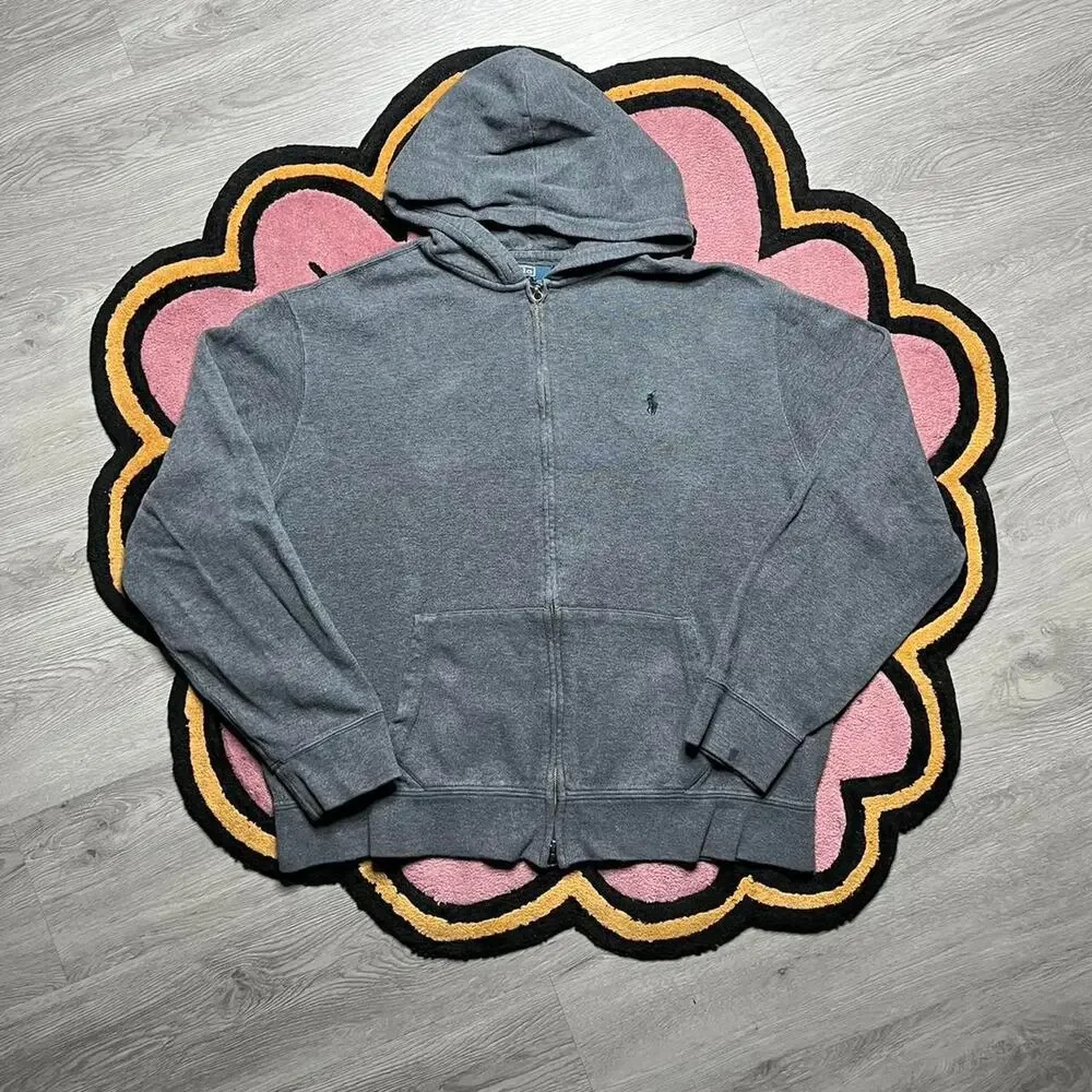 Polo Ralph Lauren Embroidered Logo Full Zip Hoodie Size 2XL Grey